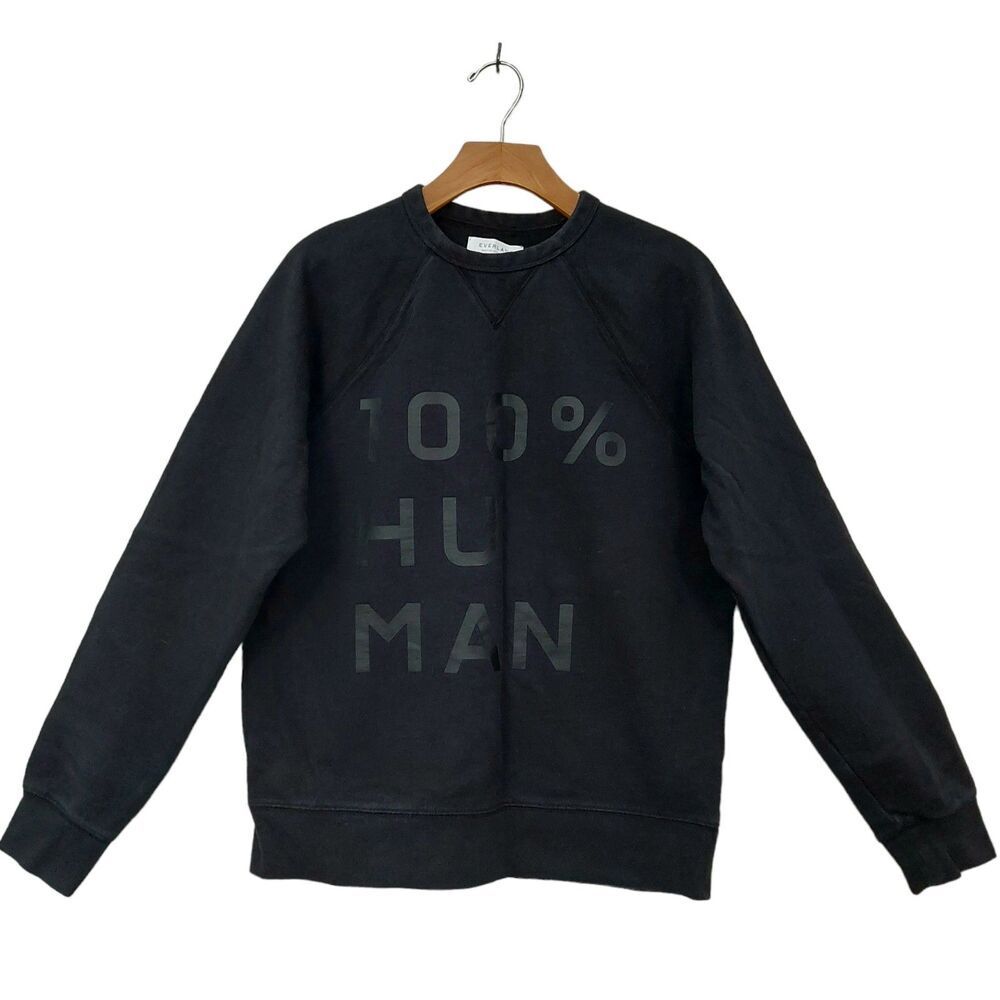 Everlane 100% Human Sweatshirt Womens Medium Black Pullover Raglan Sleeve